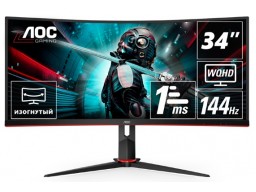 Монитор Игровой 34" AOC CU34G2X/BK/01 VA 3440x1440@144Hz 300cd/m2 Curved 3000:1 1мс 2xHDMI 2xDP Bl