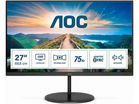 Монитор 27" AOC U27V4EA IPS 3840x2160 60Hz 4ms 350cd/m 1000:1 2xHDMI DP 2x2W Черный