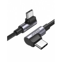 Кабель UGREEN Angled USB-C M/M Cable Aluminium Shell with Braided 2m (Black)