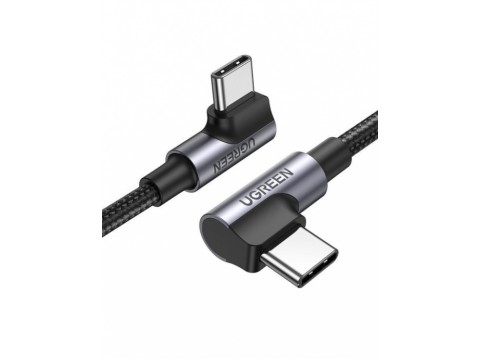 Кабель UGREEN Angled USB-C M/M Cable Aluminium Shell with Braided 2m (Black)