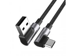 Кабель UGREEN Angled USB 2.0 A to Type C Cable Nickel Plating Aluminum Shell 1m (Black)