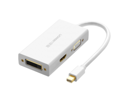 Конвертер Ugreen MD114 Mini DP To HDMI/ VGA/ DVI(24+1) Converter Black, 20418