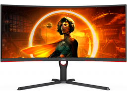 Монитор Игровой 34" AOC CU34G3S/BK VA 3440x1440 165Hz 1ms 300cd/m2 Curved 1000R 3000:1 2xHDMI 2xDP