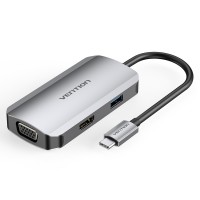 Док-станция Vention USB-C to HDMI/VGA/USB3.0/PD. TOAHB