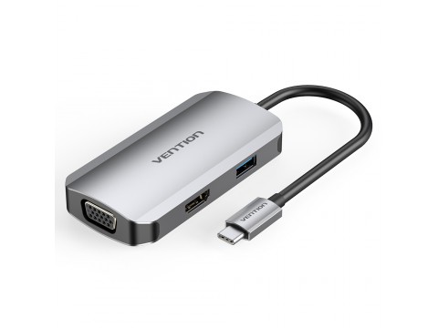 Док-станция Vention USB-C to HDMI/VGA/USB3.0/PD. TOAHB