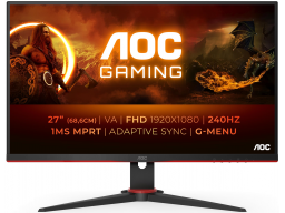 Монитор Игровой 27" AOC 27G2ZNE/BK (00/01) VA 240Hz 1ms 300cd/m 3000:1 2xHDMI DP Black/Red