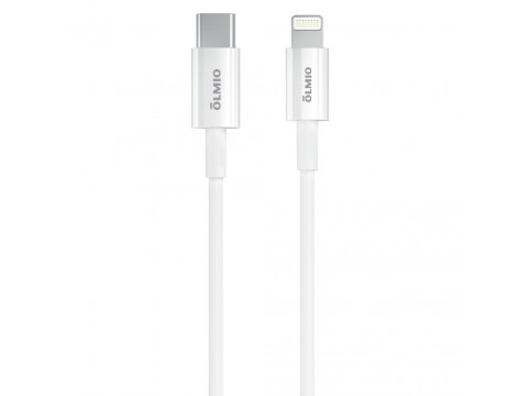 Кабель Olmio, USB 2.0 - lightning, 1м, 3A, белый