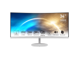 Монитор 34" MSI PRO MP341CQW VA 3440x1440 100Hz 1ms 3000:1 1500R 2xHDMI 1xDP 2x2W White