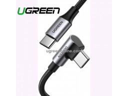 Кабель UGREEN US334 USB-C 2.0 to Angled USB-C M/M Cable Aluminium Shell with Braided 1m (Black)