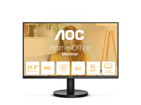 Монитор 23.8" AOC 24B3HMA2/01 IPS 1920x1080 100Hz 1ms 250cd/m 4000:1 1xVGA 1xHDMI 2x2W Black