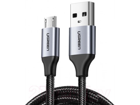 Кабель UGREEN US290 Micro USB 2.0 Cable 1M Metal/Black, 60146