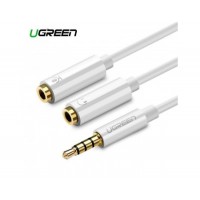 Аудиокабель UGREEN AV141 3.5mm male to 2 Female Audio Cable ABS Case, White, 10789