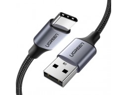 Кабель UGREEN US288 USB-A 2.0 to USB-C Cable Nickel Plating Aluminum Braid 2m (Black)