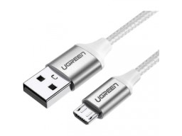 Кабель UGREEN US290 USB 2.0 A to Micro USB Cable Nickel Plating Aluminum Braid 2m (White), 60153