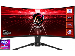 Монитор 34" ASRock PG34WQ15R2B VA 3440x1440@165Hz 1мс 300cd/m2 3000:1 Curved 2xHDMI DP Black