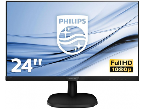 Монитор 23.8" PHILIPS 243V7QJABF (00/01) IPS 4мс 250кдм 1000:1 1xD-Sub 1xHDMI 1xDP 2x2W