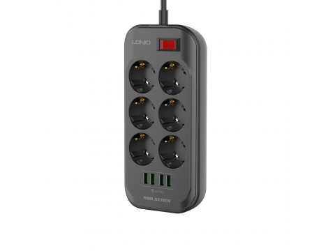 Сетевой фильтр LDNIO Defender SE6403 6 розеток 4*USB 5V/3.4A Провод 2м