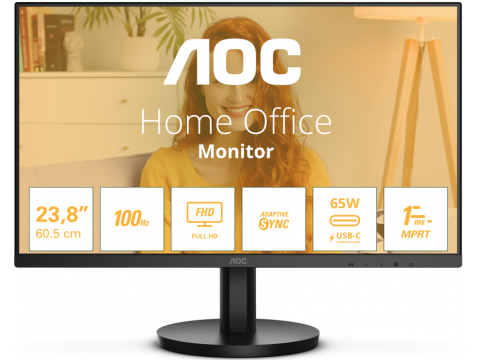 Монитор 23,8" AOC 24B3CA2/01 IPS 1920x1080 100Hz 1мс 250кд/м 1300:1 1xHDMI 1xUSB-C 2x2W Black