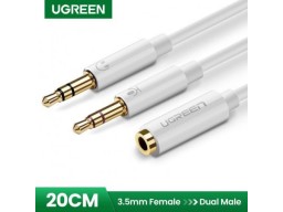 Аудиокабель Ugreen AV140 20897 Dual 3.5mm Male To 3.5mm Female Audio Cable White