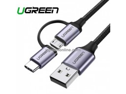 Кабель UGREEN US177 USB-A to Micro USB + USB Type-C Cable 1m (Black)