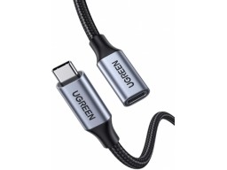 Кабель UGREEN US372 USB-C Male to USB-C Female Gen2 Alu Case Braided Extension Cable 1m (Dark gray) 30205