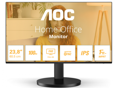 Монитор 23,8" AOC 24B3HA2/01 IPS 1920x1080 100Hz 1мс 250кд/м 1300:1 1xHDMI 1xVGA 2x2W Black