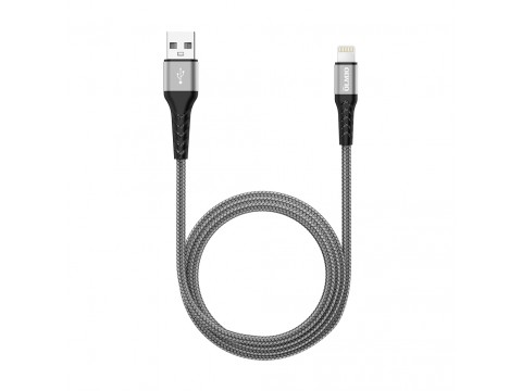 Кабель Olmio MFI STRONG, USB 2.0 - lightning, 1.2м, 2.4A, серый