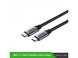 Кабель UGREEN US161 USB 3.1 Type C Male to Type C Male Cable Nickel Plating Aluminum Shell 1.5m (Gray)