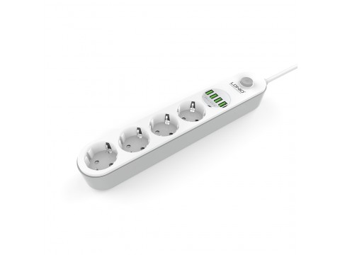 Сетевой фильтр LDNIO Universal SE4432 4 розетки 4*USB 5V/3.4A Порта 2м