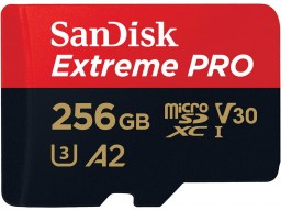 SanDisk Extreme PRO microSDXC 256GB + SD Adapter + 2 years RescuePRO Deluxe up to 200MB/s & 140MB/s Read/Write speeds A2 C10 V30 UHS-I U3