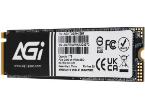 Твердотельный накопитель AGI, AI298, 1000Gb, R2590, W2050, M2, NVMe, PCIe Gen3, AGI1T0GIMAI298-CB, Retail