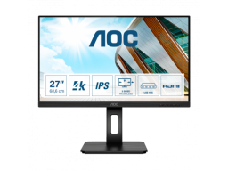 Монитор AOC U27P2CA IPS.27".16:9 UHD(3840x2160x60 Hz).350cd/m2.1000:1.50M:1.178/178.4ms.Sp2W.DP.2xHDMI.USB-C.Black