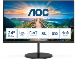 AOC Q24V4EA 23.8 IPS 2560x1440 75Hz 250кд/м2 4мс 1000:1 20млн:1 HDMI DP Черный