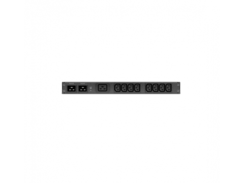 APC NetShelter Rack Automatic Transfer Switch, 1U, 16A, 230V, 2 C20 IN, 8 C13, 1 C19 OUT, 50/60Hz