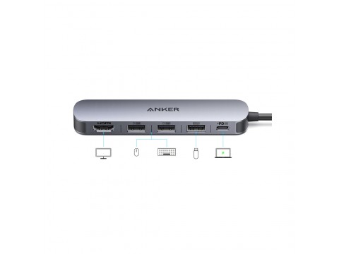 Концентратор Anker USB-C (5-in-1, 4K HDMI) (A8357HA0) Серый