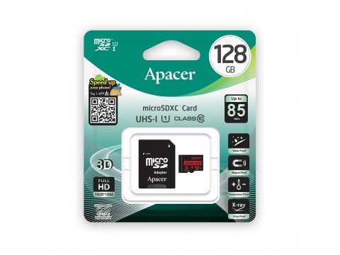 Карта памяти Apacer AP128GMCSX10U5-R 128GB + адаптер