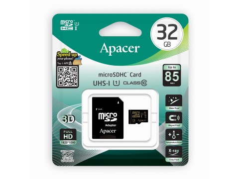 Карта памяти Apacer AP32GMCSH10U1-R 32GB + адаптер