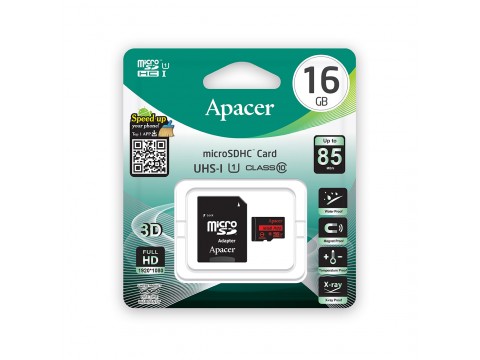 Карта памяти Apacer AP16GMCSH10U5-R 16GB + адаптер