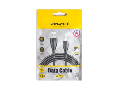 Интерфейсный кабель Awei Type-C CL-115T 2.4A 1m Чёрный