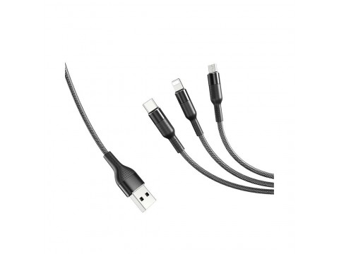 Интерфейсный кабель Awei CL-972 3 in 1 120W 2.0A 1.2m Чёрный