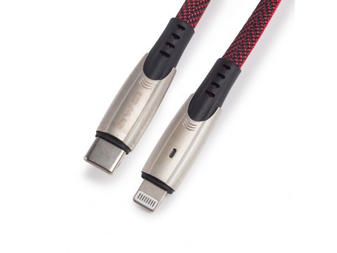 Интерфейсный кабель Awei Type-C to Lightning CL-119L 20W 9V 2.4A 1m Красный