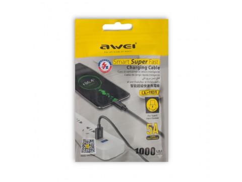 Интерфейсный кабель Awei Type-C CL-110T 5V 5A 1m Чёрный