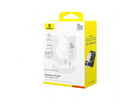 Адаптер питания Baseus Palm 1C 30W White ( в комлпекте кабель Type-c ) (P10111605213-01)