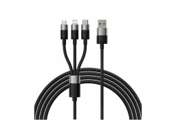 Интерфейсный кабель Baseus StarSpeed 1-for-3 USB to M+L+C 3.5A 1.2m Black (CAXS000001)