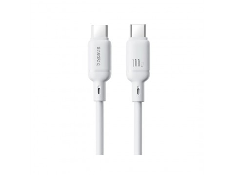 Интерфейсный кабель Baseus Silky Type-C to Type-C 100W 1m White(P10377704213-00)