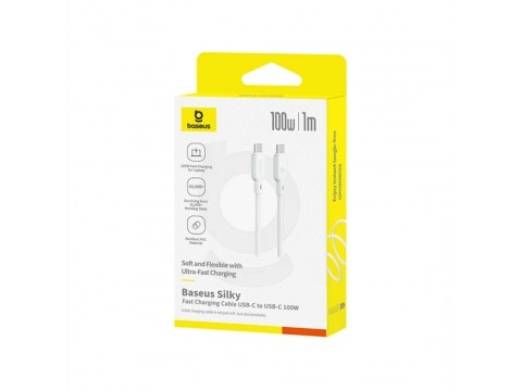 Интерфейсный кабель Baseus Silky Type-C to Type-C 100W 1m White(P10377704213-00)