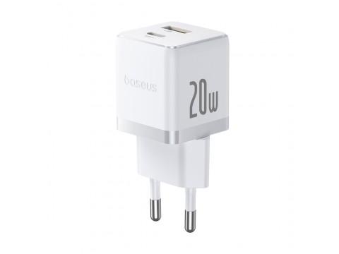 Адаптер питания Baseus Palm C+U 20W EU White ( в комлпекте кабель Type-c) (P10111608213-01)