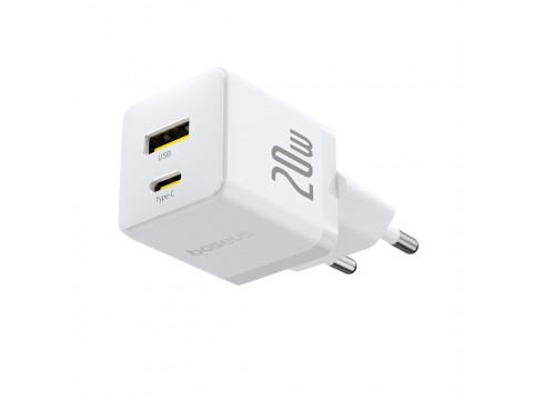 Адаптер питания Baseus Palm C+U 20W EU White ( в комлпекте кабель Type-c) (P10111608213-01)