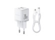Адаптер питания Baseus Palm C+U 20W EU White ( в комлпекте кабель Type-c) (P10111608213-01)
