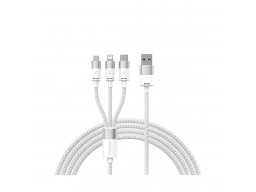 Интерфейсный кабель Baseus StarSpeed 1-for-3 USB to M+L+C 3.5A 1.2m White (CAXS000002)